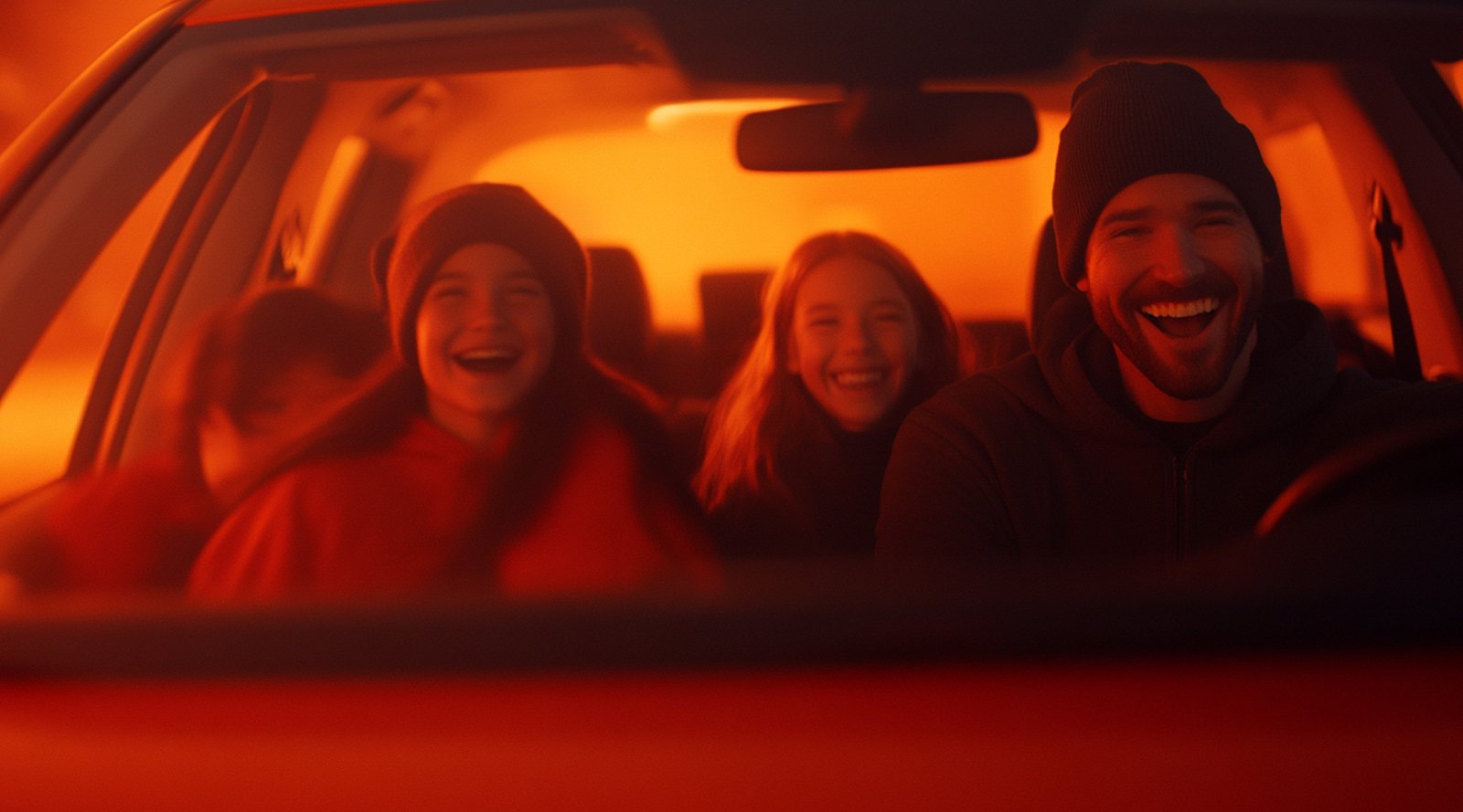 Happy passengers in car